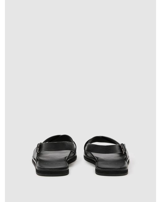 Reiss Black Leather Crossover Sandals for men
