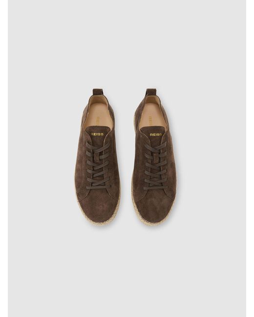 Reiss Gray Suede Espadrille Lace-Up Trainers for men