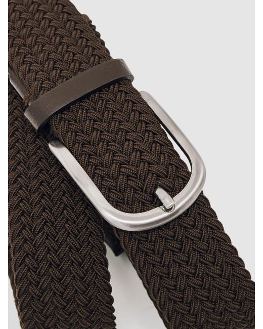 Reiss Brown Basket-Weave Belt for men