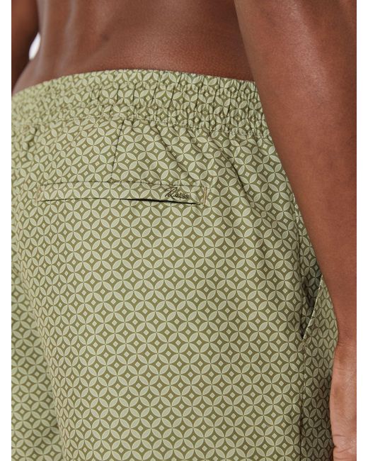 Reiss Green Orient Geometric-Print Swim Shorts for men