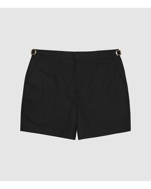 Reiss Black Jose - Swim Shorts With Side Adjusters for men