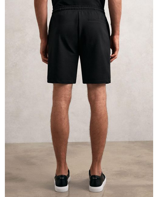 Reiss Black Textured Drawstring Shorts for men