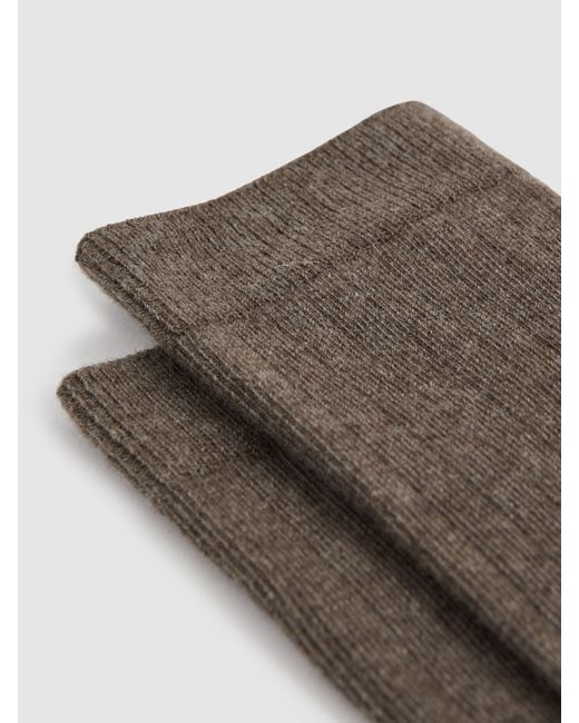 Reiss Gray Cotton Blend Ribbed Loafer Socks
