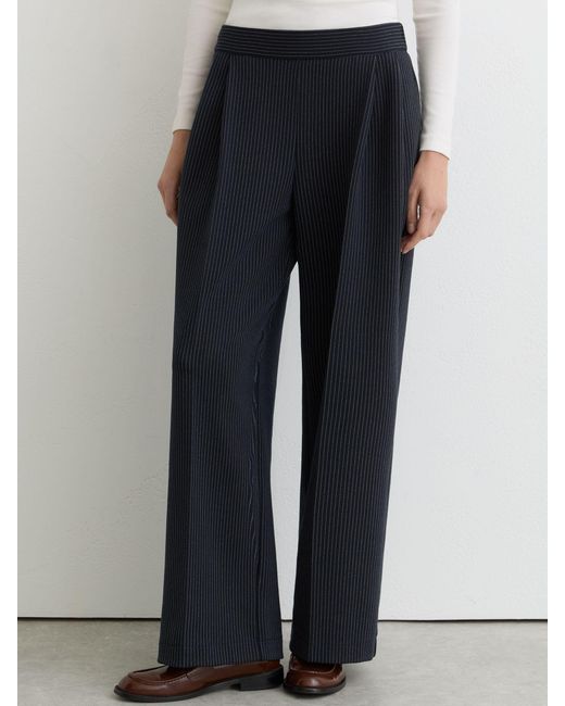 Reiss Black Remi - Navy Petite Pinstripe Wide-leg Joggers, Xl (us 16-18)