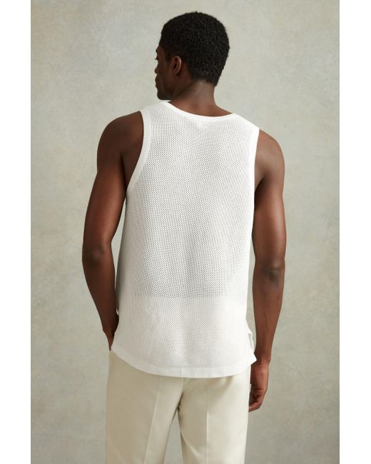 Reiss Natural Velo - Optic White Open-stitch Cotton Vest for men
