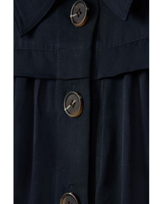 Reiss Black Malika - Navy Petite Belted Cap Sleeve Midi Dress