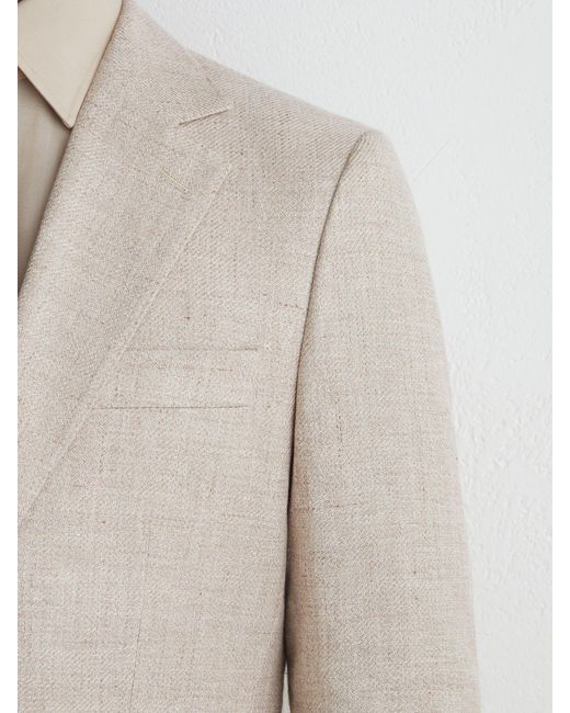 ATELIER Natural Linen Blend Single Breasted Tailored Fit Blazer for men