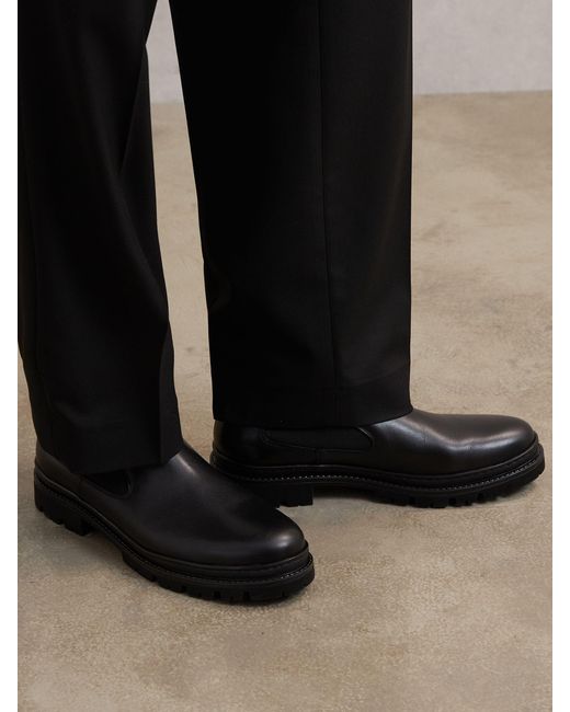 Reiss Black Leather Chelsea Boots for men