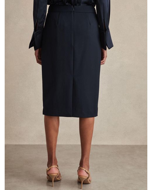 Reiss Blue Gabi - Navy Tailored Midi Suit Skirt, Us 12