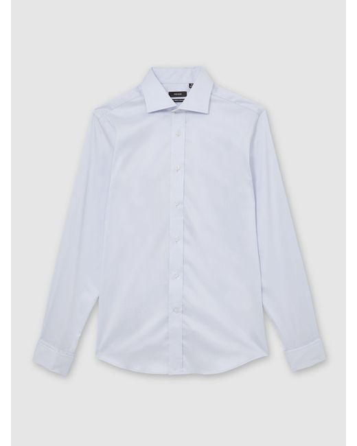 Reiss White Regular Fit Stretch Double-Cuff Shirt Cotton-Blend for men