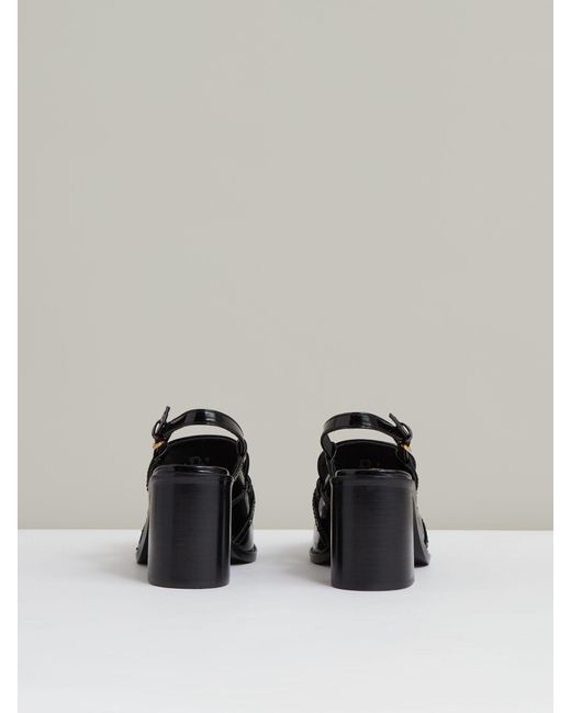 Reiss Metallic Patent Leather Slingback Heeled Loafers