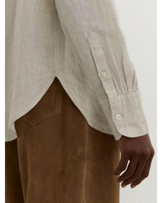 Reiss Natural Belle - Beige Neutral Linen Patch-pocket Long-sleeve Shirt, Us 12