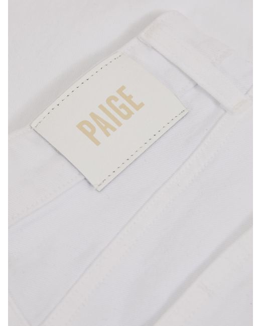 PAIGE White Wide Leg Hem Cropped Jeans