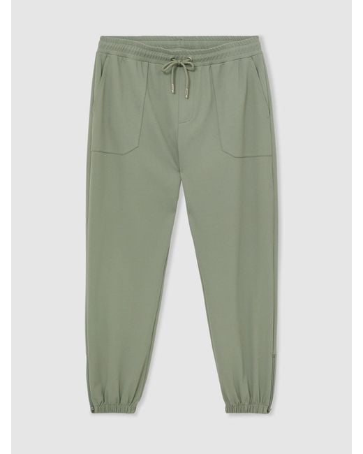 Reiss Green R-Flex Stretch-Twill Cuffed Joggers for men