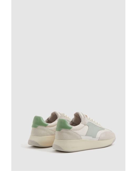 Reiss Emmett - Pistachio/white Leather Suede Running Trainers for men