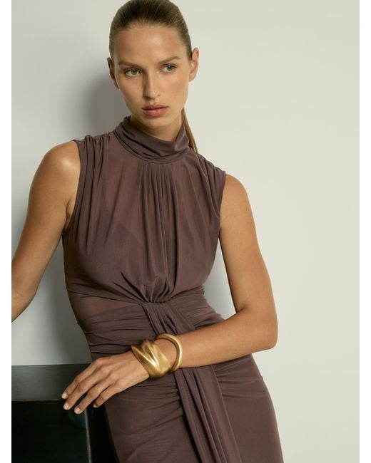 Reiss Purple Daniella Ruched Sleeveless Maxi Dress