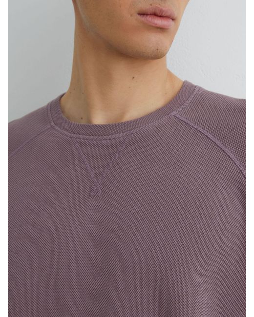 Reiss Purple Cotton-Piqué Garment-Dyed Sweatshirt for men