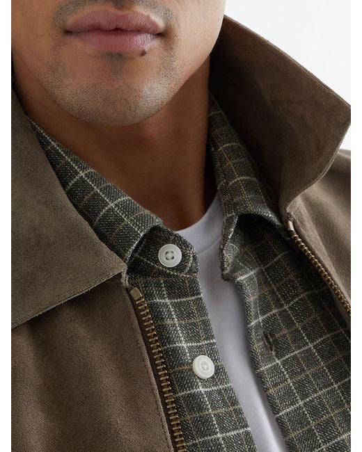 Reiss Gray Suede Zip-Through Jacket for men