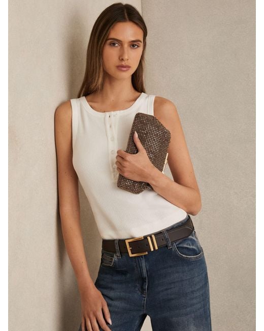 Reiss Brown Embellished Clutch Bag