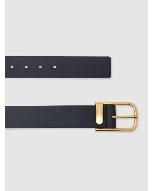 Reiss White Iyla - Navy Leather Half-keeper Belt, S (us 4-6)