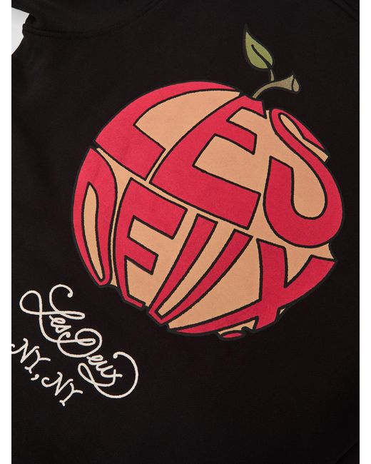 Les Deux Black Cotton Graphic-Print Sweat Top for men