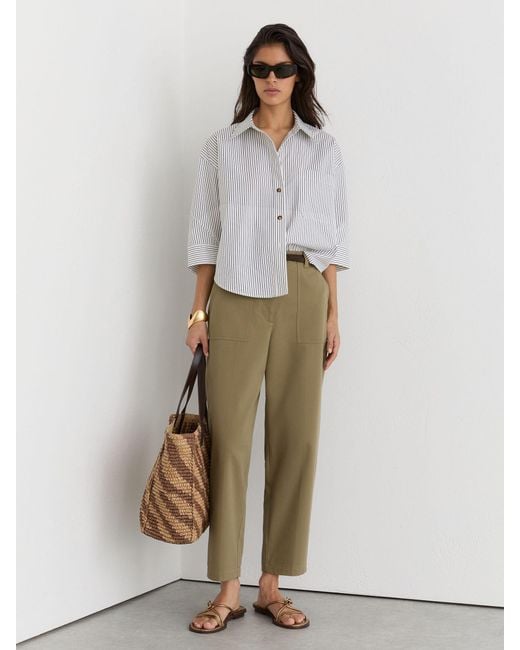 Reiss Natural Petite Cotton-Lyocell Tapered Trousers