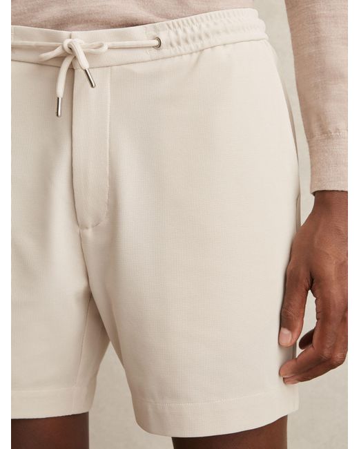 Reiss Natural Newmark - Stone Textured Drawstring Shorts, 28 for men