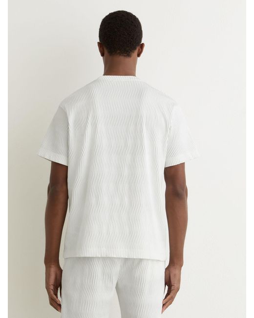 Reiss White Textured-Wave Relaxed-Fit T-Shirt for men