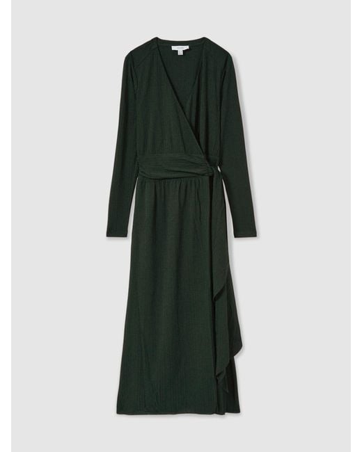 Reiss Madeline - Green Jersey Wrap-tie Midi Dress, Us 6