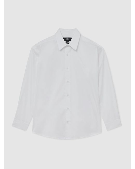 Reiss White Monogram-Embroidered Relaxed-Fit Shirt Cotton for men