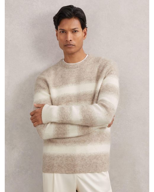 Reiss Natural Oatmeal & Wool-Alpaca Blend Stripe Jumper for men
