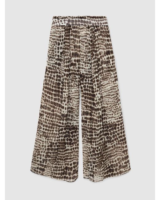 ATELIER Gray Animal-Print Wide-Leg Trousers