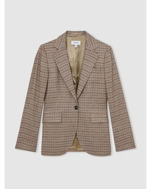 Reiss Natural Single-Breasted Suit Blazer With Linen