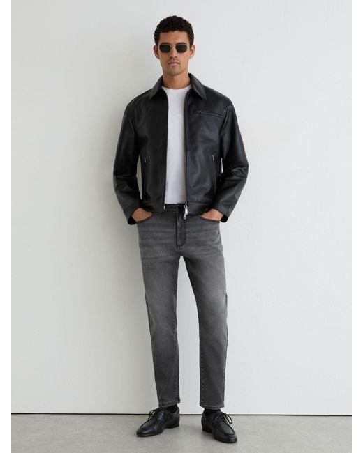 Reiss Black Relaxed-Fit Cropped Jeans for men