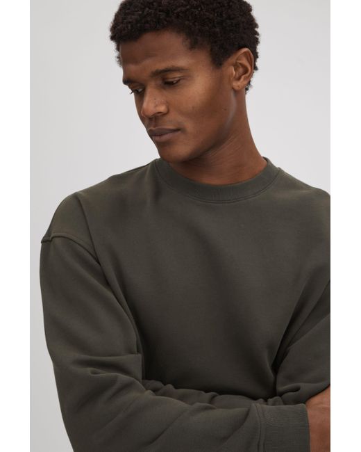 Reiss Gray Alistar - Khaki Cotton Crew Neck Sweatshirt for men