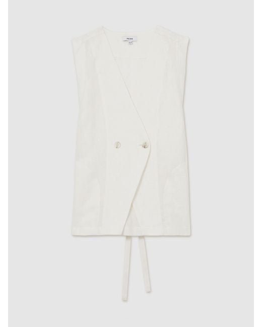 Reiss Natural Linen Button-Front Waistcoat