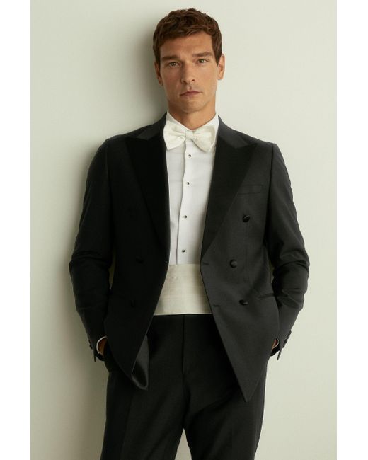 Reiss Black Db Double Breasted Tuxedo Slim Fit Jacket for men