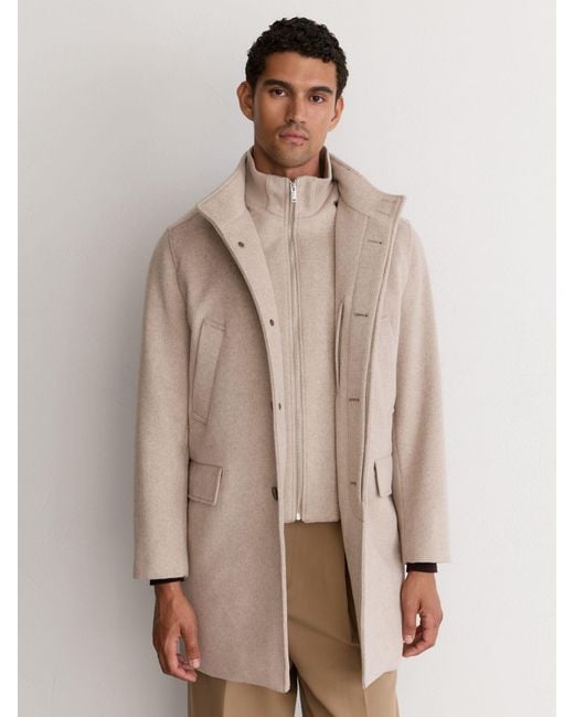 Reiss Natural Wool-Blend Gilet-Insert Single-Breasted Coat for men
