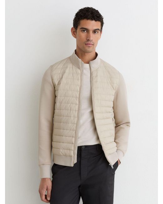Reiss White Hybrid Quilt And Interlock Zip Jacket for men