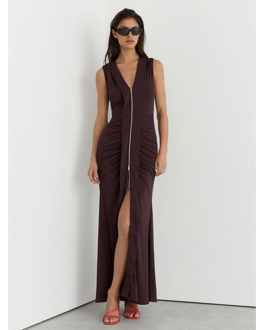 Reiss Multicolor Crepe-Jersey Zip-Detail Ruched Maxi Dress