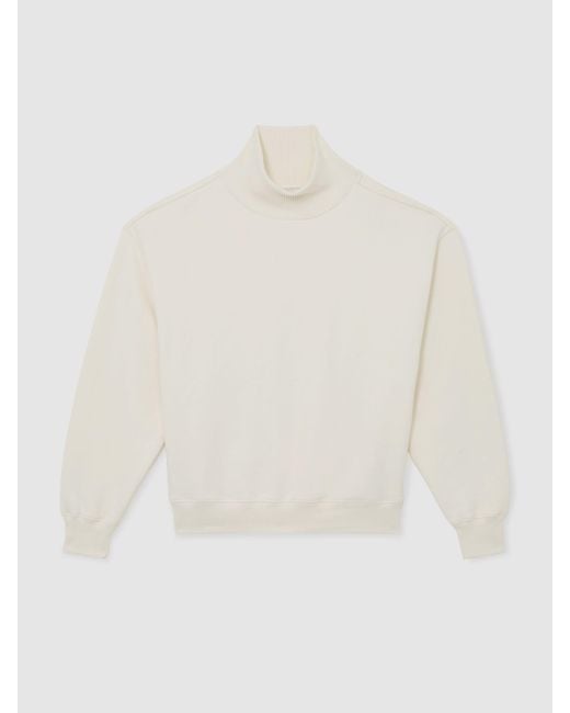 Reiss Natural Tanya - Cream Cotton Funnel-neck Sweatshirt, S (us 4-6)