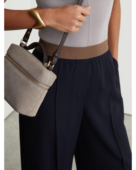 Reiss Natural Wilde - Navy Wide-leg Elasticated-waist Trousers, Us 0 R
