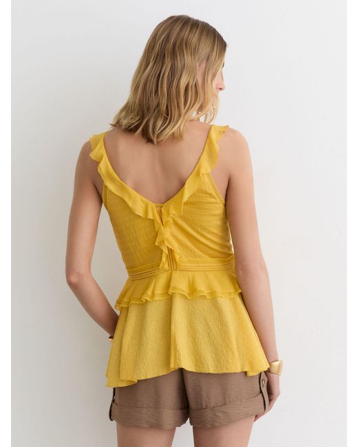 Reiss Yellow Ruffle Babydoll Cami Top