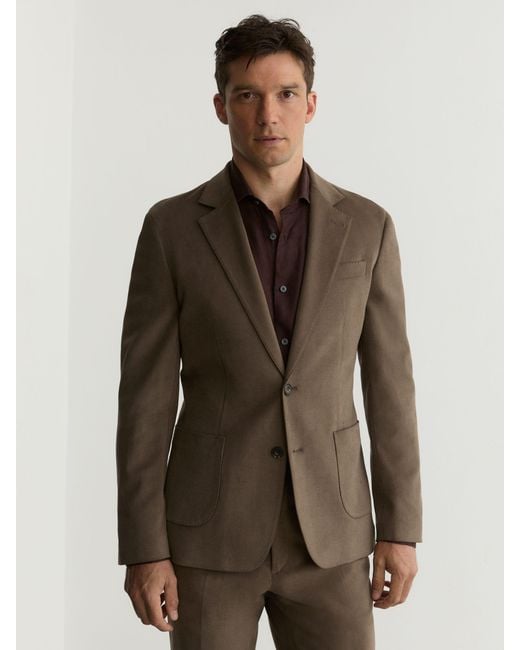 Reiss Brown Brushed Twill Single-Breasted Blazer Tailored-Fit for men