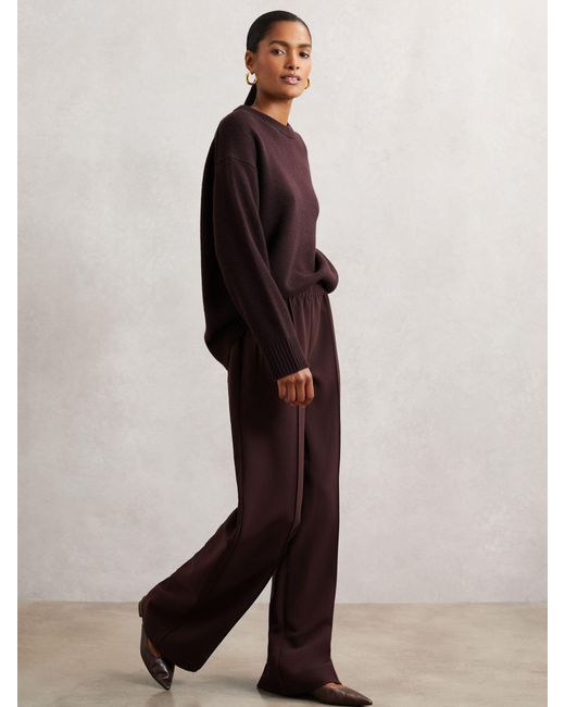 Reiss Red Robyn - Burgundy Wide-leg Elasticated-waist Trousers, Us 6 L
