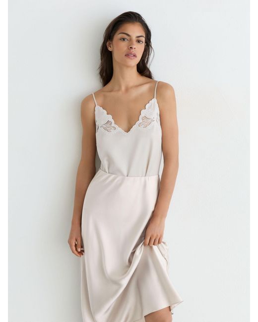 Reiss White Silk Slip Midi Skirt