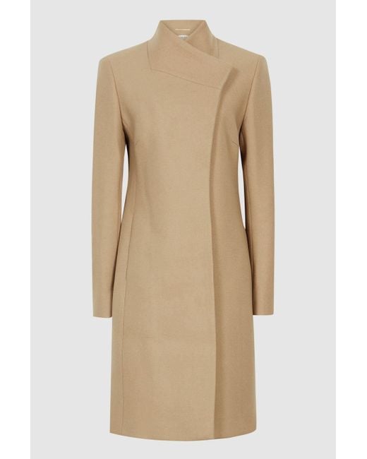 Reiss White Mia - Camel Wool Blend Mid Length Coat