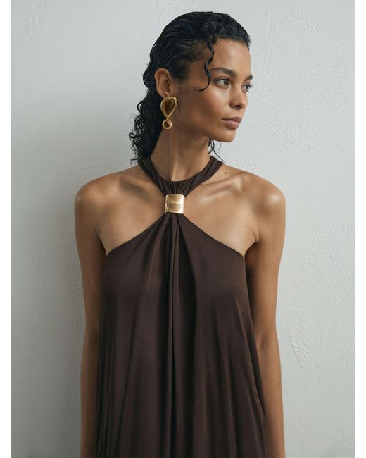 ATELIER Black Jersey Hardware-detail Maxi Dress