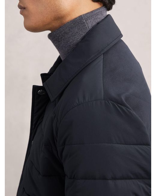 Reiss Blue Harrison - Navy Quilted Hybrid Press-stud Jacket, Xxl for men