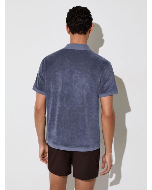 Reiss Blue Towelling Short-Sleeve Shirt for men